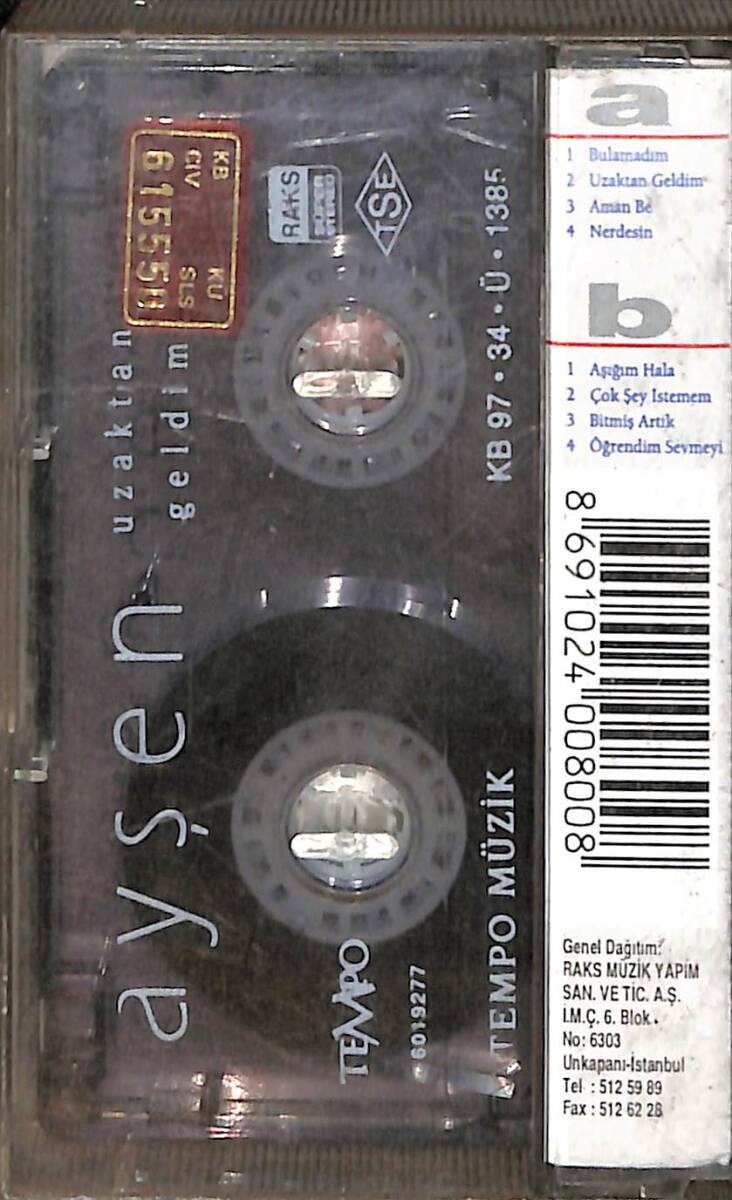 Ayşen - Uzaktan Geldim Orijinal Kaset (İkinci El) * Kırmızı Bandrol * KST31148 - 2