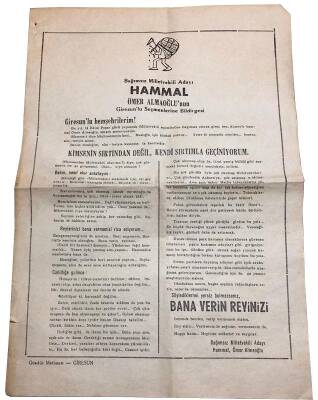 Bağımsız Milletvekili Adayı HAMMAL Ömer Almaoğlu nun Giresunlu Seçmenlere Bildirgesi 1950 ler EFM973 - 2