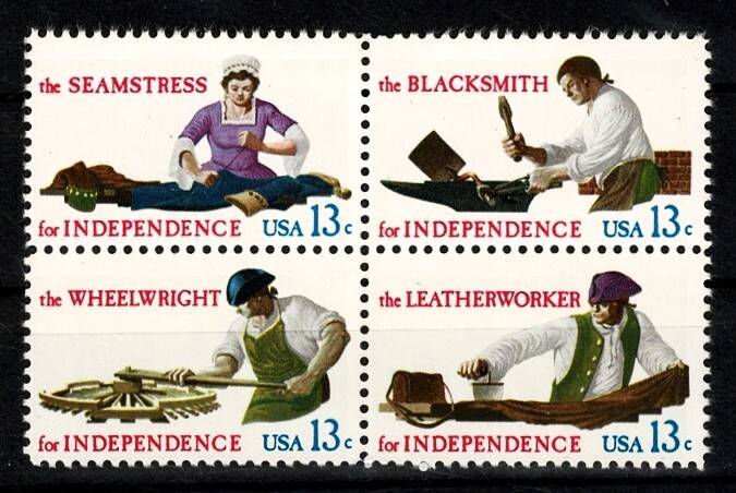 ABD 1977 Bicentennial Hünerli Eller Serisi 13c Posta Pulu - 4’lü Komple Blok (MNH) PPT2986 - 1