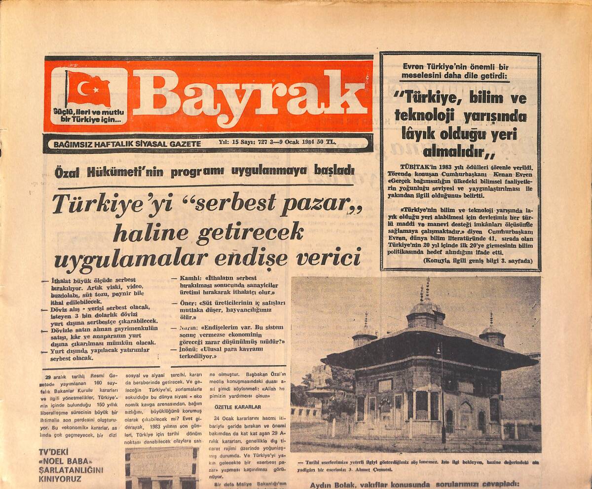 Bayrak Gazetesi 3-9 Ocak 1984 - Papa-Ağca Görüşmesi Başarılı Bir Hristiyan Propagandası GZ161334 - 1