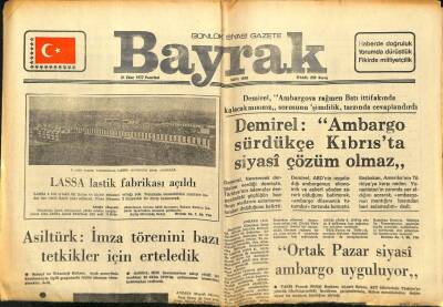 Bayrak Gazetesi 31 Ekim 1977 - Lassa Lastik Fabrikası Açıldı GZ89439 - 1