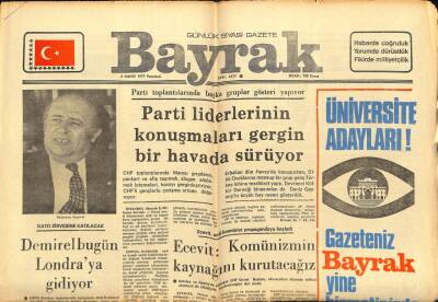 Bayrak Gazetesi 9 Mayıs 1977 - Beşiktaş Ülkü- Tek Binası ve Tarsus Ülkü Ocağı Bombalandı GZ89423 - 1
