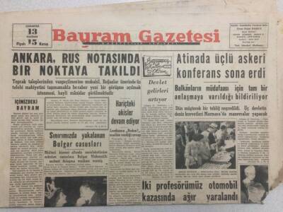 Bayram Gazetesi 13 Haziran 1953 - Ankara Rus Notasında Bir Noktaya Takıldı GZ52453 - 1