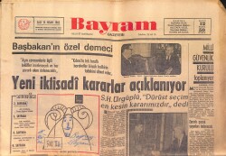Bayram Gazetesi 13 Nisan 1965 - Milli Takım Dün Kampa Girdi - Yeni İktisadi Kararlar Açıklanıyor GZ158678 - Gökçekoleksiyon