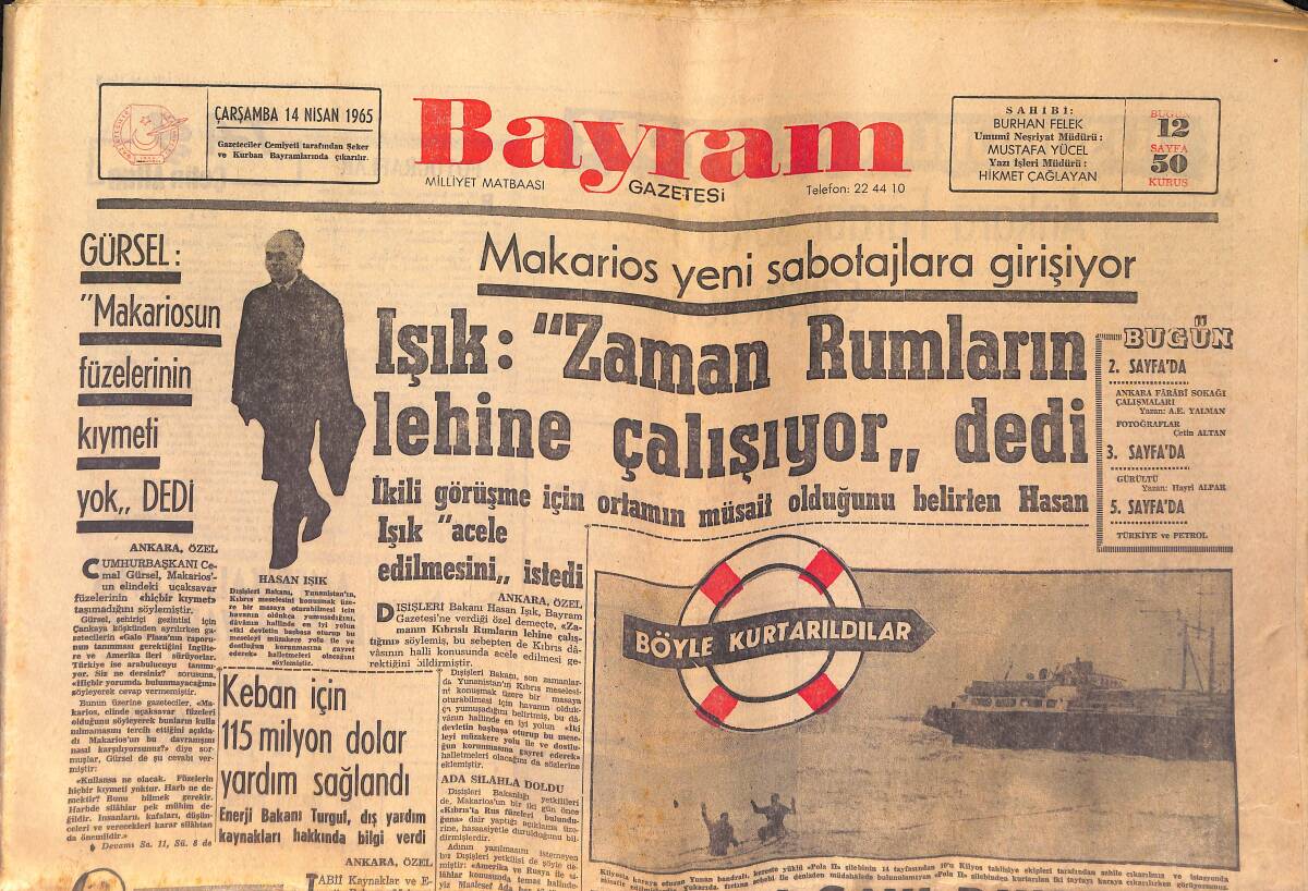 Bayram Gazetesi 14 Nisan 1965 - Farah'ın Genç Ve Güzel Olan Annesi Evlenmekten Vazgeçiyor - Peru'da Gösteriler GZ158679 - 1