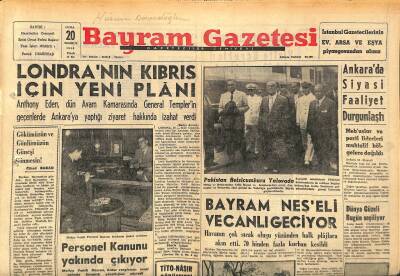 Bayram Gazetesi 20 Temmuz 1956 - Elizabeth Taylor Boşanıyor - Personel Kanunu Yakında Çıkıyor GZ120034 - 1