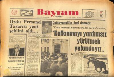 Bayram Gazetesi 22 Mart 1967 - Kilisin Meşhur Körler Çarşısı Tarihe Karışıyor - Ölüm Tarlası-Başbakan Dün İzmire Gitti GZ86705 - 1