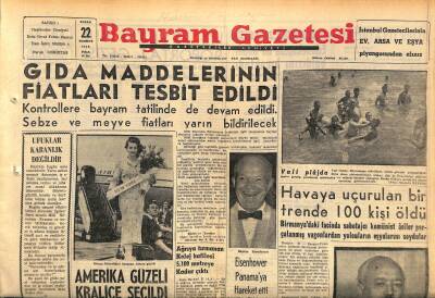 Bayram Gazetesi 22 Temmuz 1956 - Eski Adliye Vekili Çiçekdağ Vefat Etti - Gıda Maddelerinin Fiatları Tesbit Edildi GZ120036 - 1
