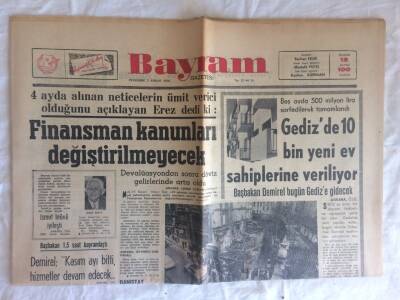 Bayram Gazetesi 3 Aralık 1970 - Dördüncü Murata Ait Bütün Eşyalar Yandı GZ73354 - 1
