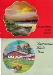 Bayram Kutlama Temalı 2`li Kartpostal KRT10765 - Gökçekoleksiyon