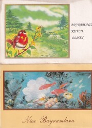 Bayram Kutlama Temalı 2`li Kartpostal KRT10766 - Gökçekoleksiyon