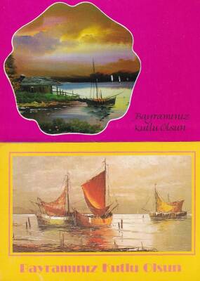 Bayram Kutlama Temalı 2`li Kartpostal KRT10769 - 1