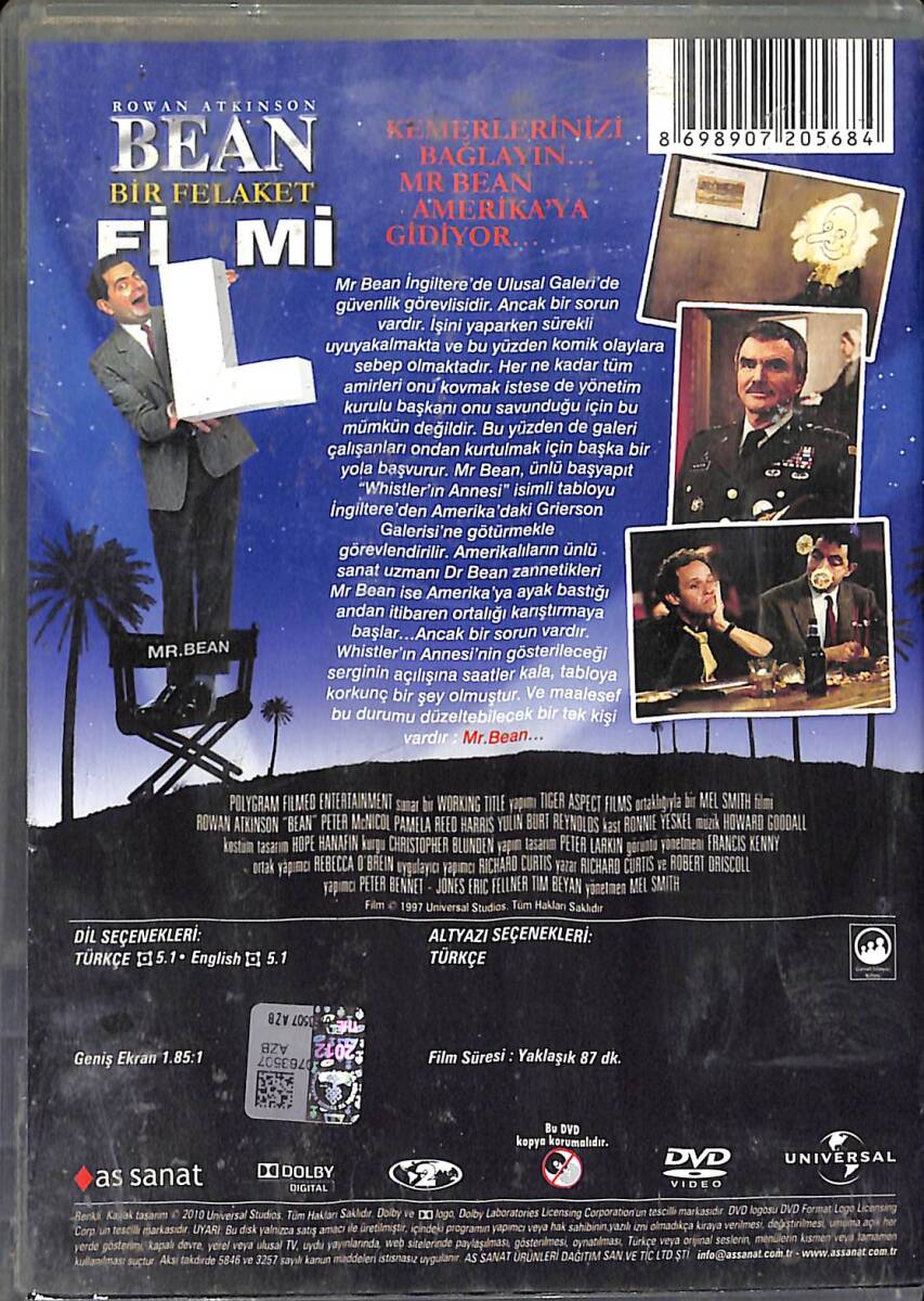 Bean – Bir Felaket Filmi – Rowan Atkinson Orijinal DVD (İkinci El) * 1997 – Universal - As Sanat * DVD2929 - 2