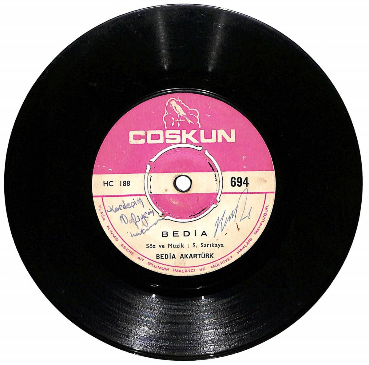 Bedia Akartürk – Aşk Elinden & Bedia 45′lik Plak (10/7) PLK27431 - 2