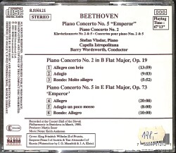 Beethoven : Stefan Vladar, Capella Istropolitana, Barry Wordsworth ‎- Piano Concerto No. 5 