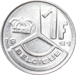 Belçika 1 Frank 1991 ÇÇT Baudouin I - Belgique (Latince ) YMP11006 - 1