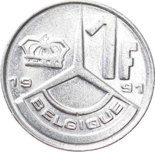 Belçika 1 Frank 1991 ÇÇT Baudouin I - Belgique (Latince ) YMP11006 - 1