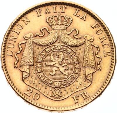 Belçika 20 Frank 1876 Altın *Leopold II* ÇİL #670 - 2