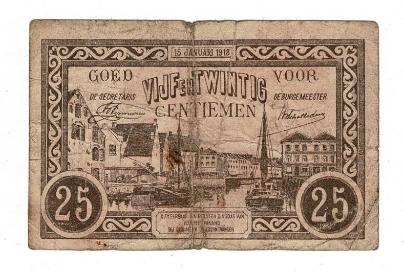 Belçika 25 Centimes 1918 *Stad Lier* Temiz YKP8248 - 1