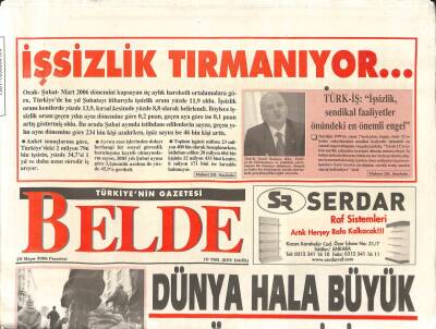 Belde Gazetesi 29 Mayıs 2006 - TMOdan Alım Hazırlıkları Tamamlandı - Güçlü Ülkeler , Güvenliği İnsan Haklarının Önünde Tutuyor GZ96854 - 1