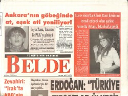 Belde Gazetesi 30 Nisan 2006 - Eurovision'da Kıbrıs Rum Kesimi Şarkıcısı Annetta Artani, İstanbul'a Geldi - Ankara'da At ve Eşek Eti Yediriliyor GZ159121 - Gökçekoleksiyon