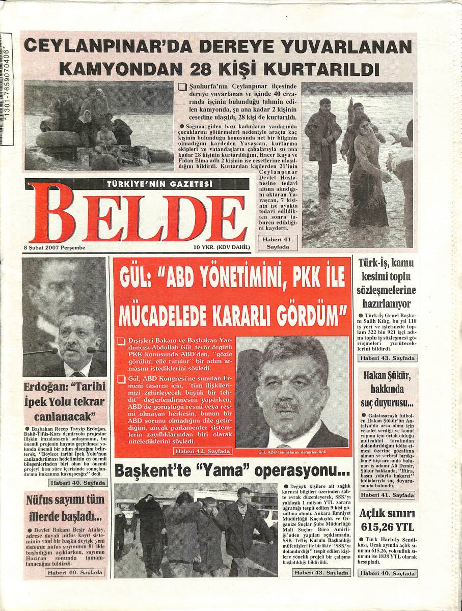 Belde Gazetesi 8 Şubat 2007 - Türk Telekom Adil Rekabet İstiyor - Bartın'dan ABD'ye Yat İhracatı GZ3843 - 1