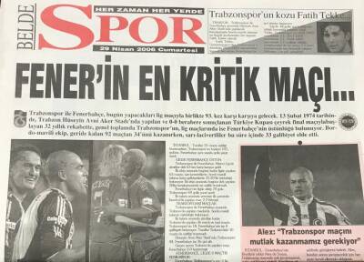 Belde Gazetesi Spor Eki 29 Nisan 2006-Fenerin En Kritik Maçı GZ36568 - 1