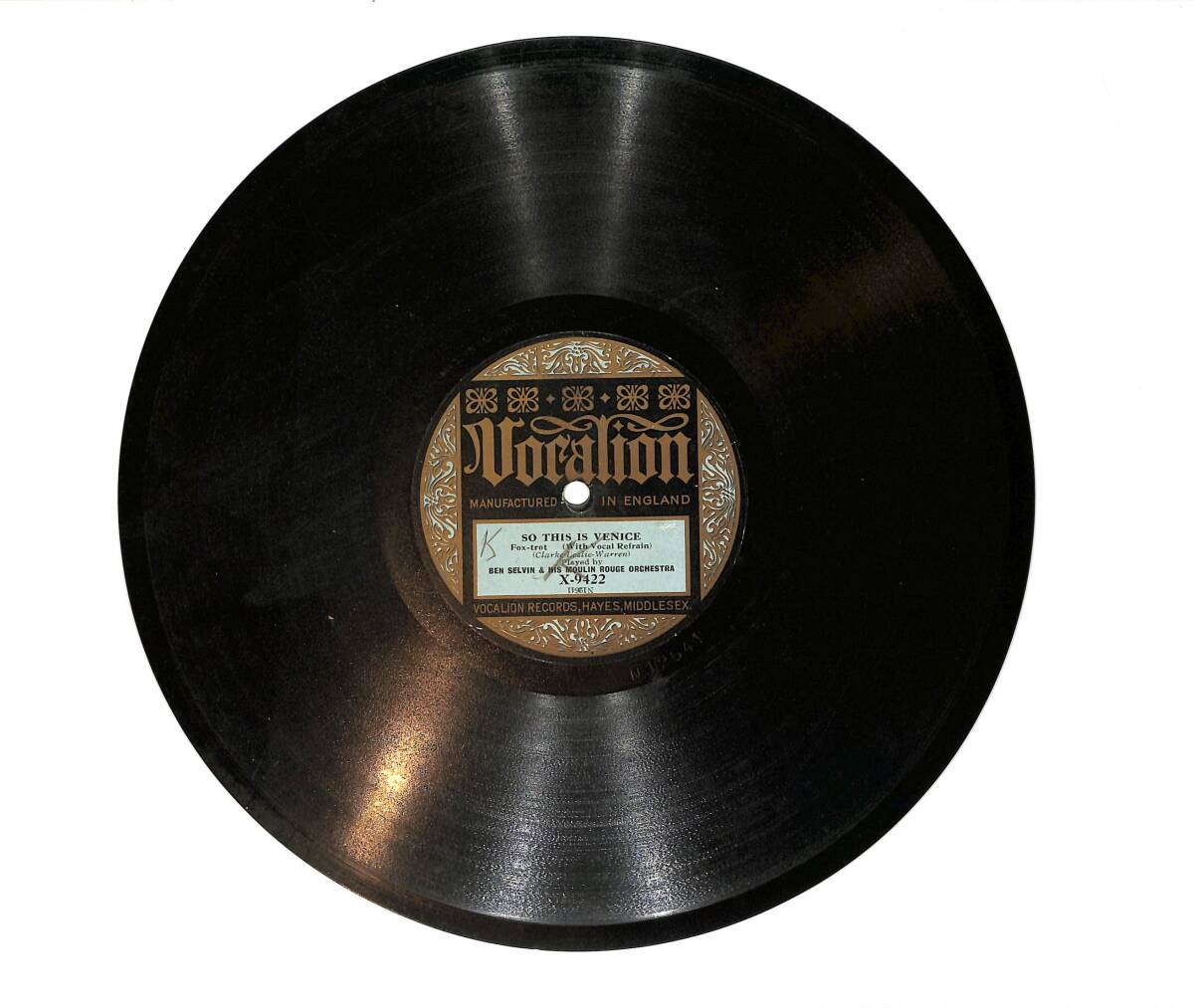 Ben Selvin& His Moulin Rouge Orchestra - So This Is Venice / You're In Kentucky Sure TAŞ PLAK (10/7.5) PLK26032 - 1