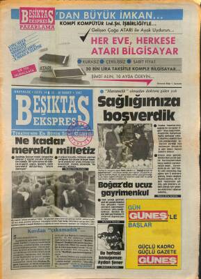 Beşiktaş Ekspres Gazetesi 22-28 Mart 1987 - Bu Haftaki Konuğumuz Aydan Şener - Boğazda Ucuz Gayrimenkul GZ119197 - 1