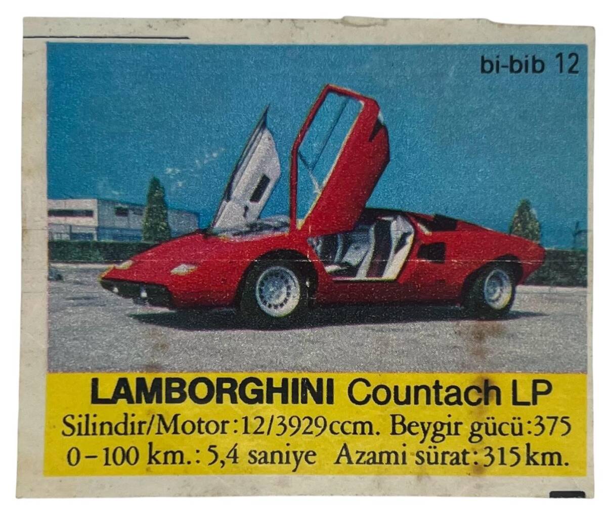 BİBİB bi-bib No 12 - LAMBORGHNI COUNTACH LP Sakız Kağıdı Stickers # SKZ1393(E) - 1