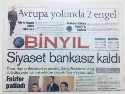 Binyıl Gazetesi - 16 Kasım 2000 - Siyaset Bankasız Kaldı GZ46417 - 1
