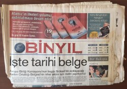 Binyıl Gazetesi 8 Kasım 2000 - AB Birliği Katlım Ortaklığı Belgesi Yayınlandı GZ6734 - 2