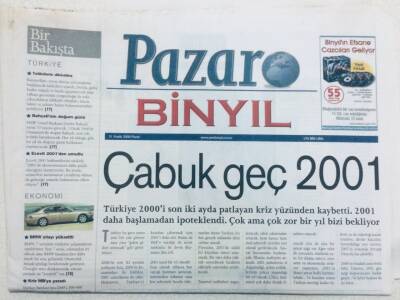 Binyıl Gazetesi Pazar Eki 31 Aralık 2000 - Çabuk Geç 2001 GZ41018 - 1