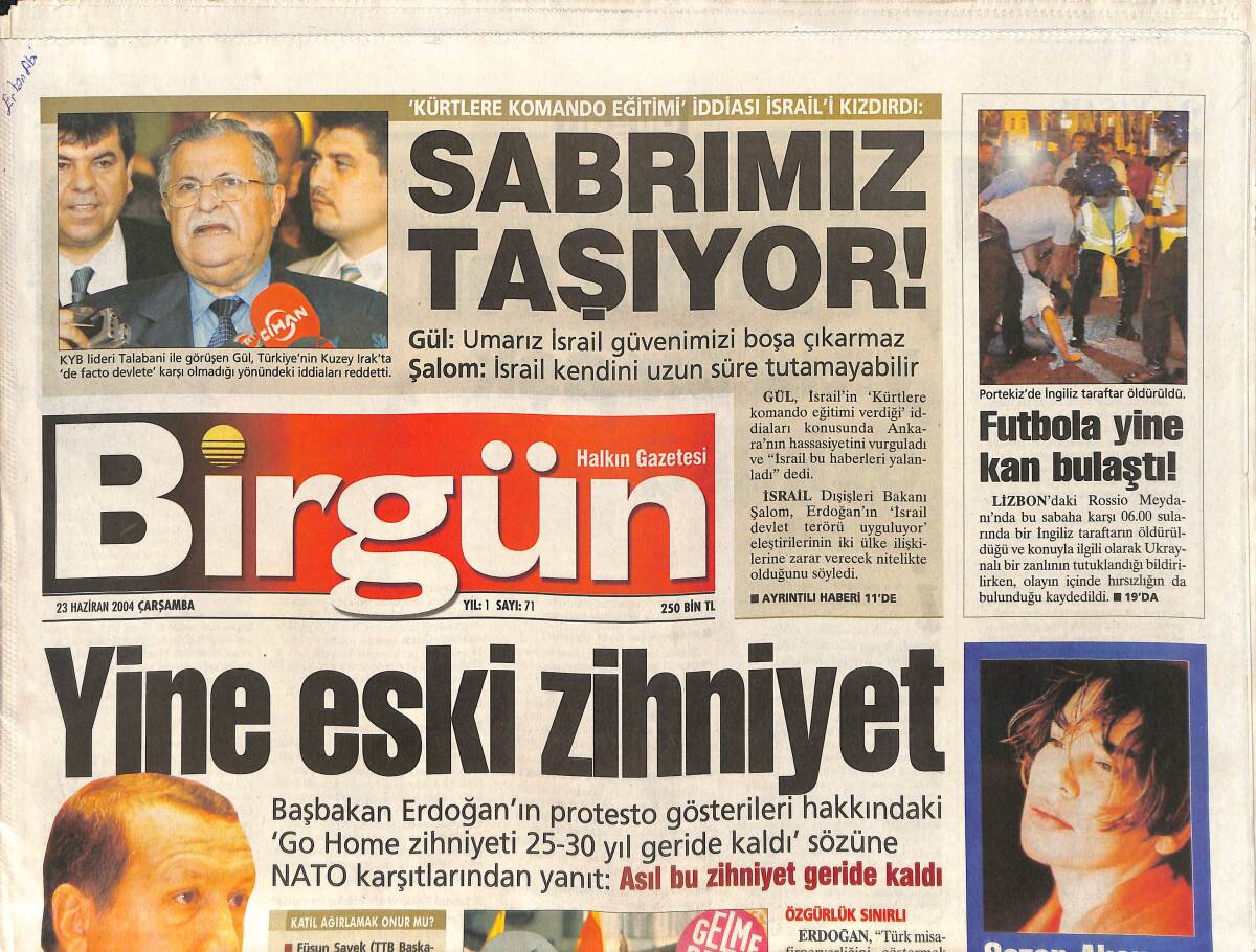 Birgün Gazetesi 23 Haziran 2004 - AKP'ye İmam Hatip Öfkesi - Sezen Aksu 50 Milyar Liralık Tazminat Davası Açtı GZ2872 - 1
