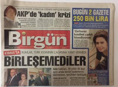 Birgün Gazetesi 25 Nisan 2004 - Kıbrısta Rumlar , Türk Kesiminin Çağrısına Yanıt Vermedi GZ28297 - 1