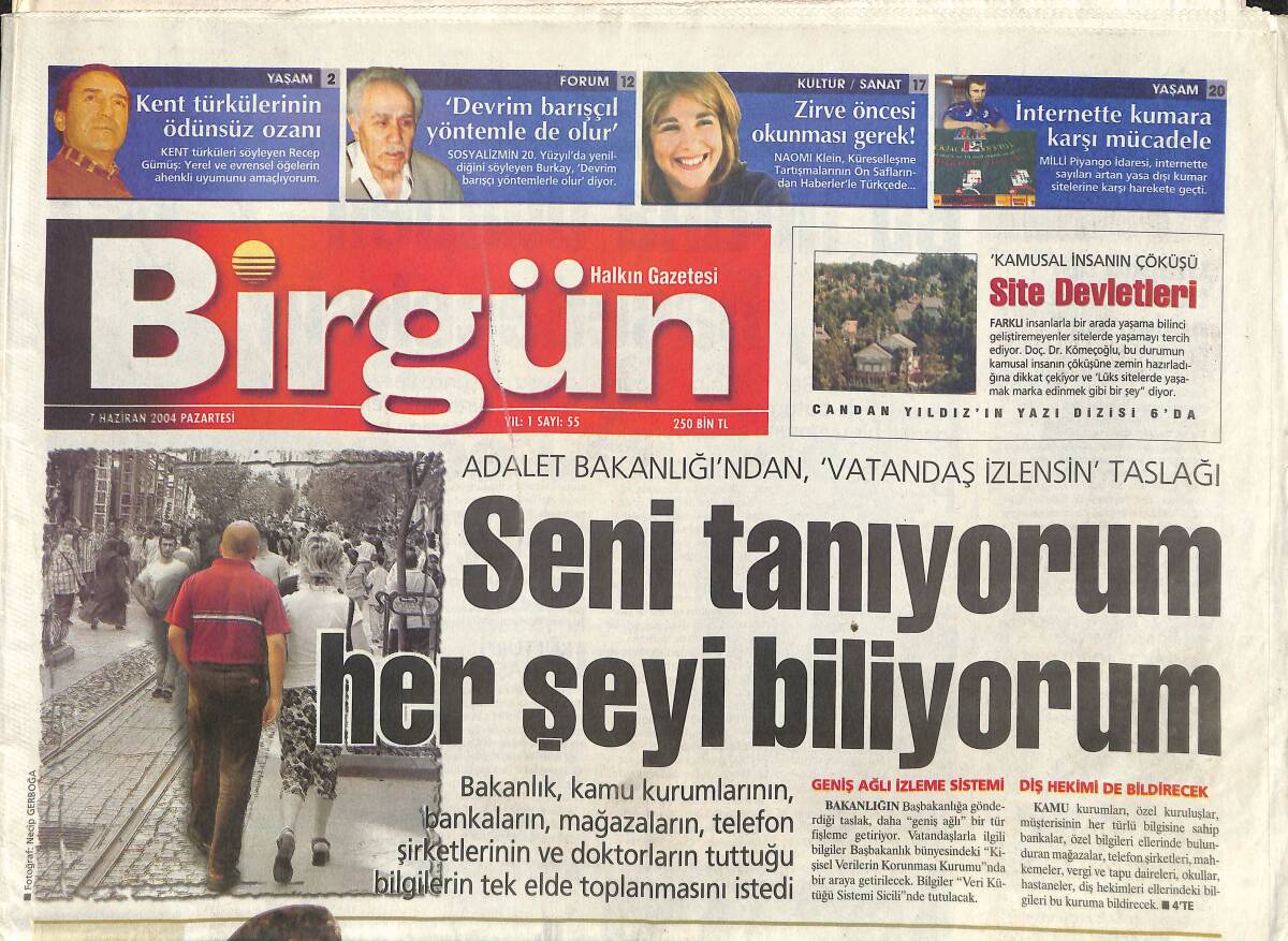 Birgün Gazetesi 7 Haziran 2004 - CHP Anadolu Yollarında - Ebu Garib'e Özgü Tahliye Sevinci GZ3837 - 1