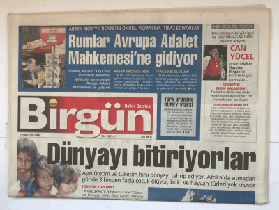 Birgün Gazetesi 9 Temmuz 2004 - Rumlar Avrupa Adalet Mahkemesine Gidiyor GZ5369 - 1