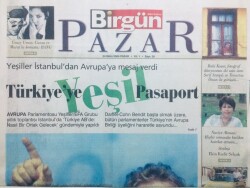 Birgün Gazetesi Pazar Eki 24 Ekim 2004 - Türkiyeye Yeşil Pasaport GZ43223 - 1