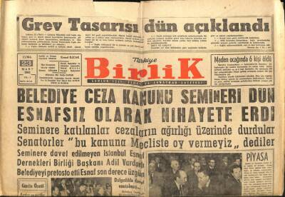 Birlik Gazetesi 23 Mart 1962 - Grev Tasarısı Dün Açıklandı GZ71321 - 2