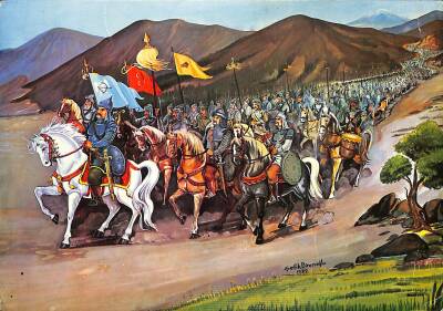 Bizans Ordusu İle Savaşmaya Giden Alpaslanın Ordusu Kartpostal KRT19591 - 1