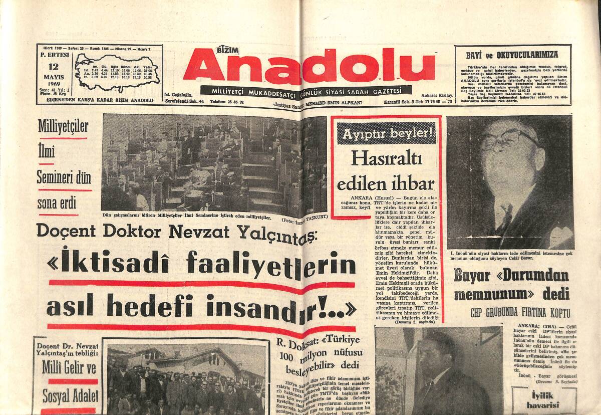 Bizim Anadolu Gazetesi 12 Mayıs 1969 - ODTÜ'ni İşgal Eden Solcular 100 Bin Liralık Makina Çalmış GZ141071 - 1