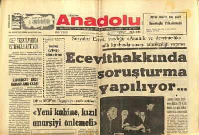Bizim Anadolu Gazetesi 12 Mayıs 1972 - Ecevit Hakkında Soruşturma Yapılıyor GZ97853 - 1