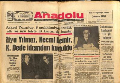 Bizim Anadolu Gazetesi 14 Haziran 1972 - Mevlidin Yazarı , Süleyman Çelebinin Türbesi Tamir Edilecek GZ83828 - 1
