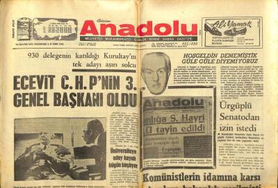 Bizim Anadolu Gazetesi 15 Mayıs 1972 - Ecevit CHPnin 3. Genel Başkanı Oldu GZ97893 - 1