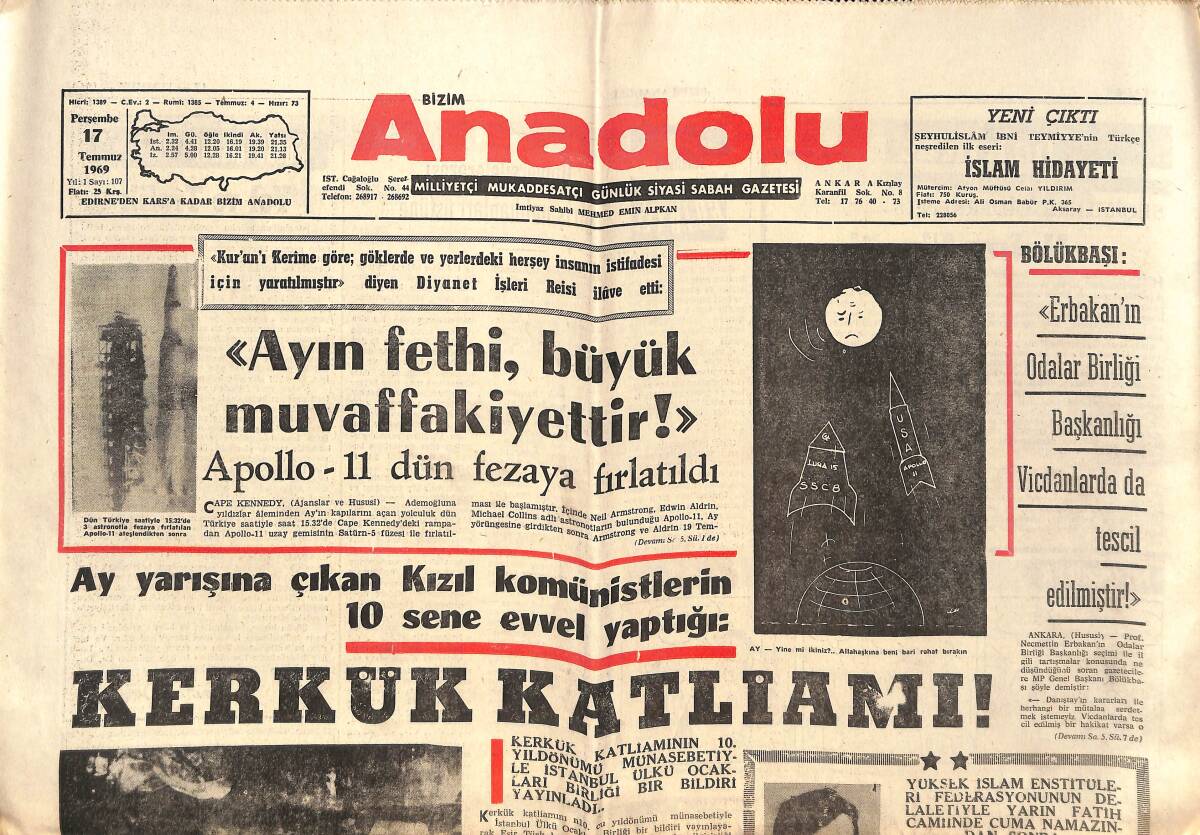 Bizim Anadolu Gazetesi 17 Temmuz 1969 - Kerkük Katliamı - Hristiyanlık Propagandası Yaparken Tutuldu GZ149392 - 1