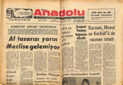 Bizim Anadolu Gazetesi 19 Mart 1974 - Barzani , Musul Ve Kerkükü Resmen İstedi GZ90143 - 1