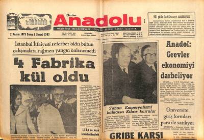Bizim Anadolu Gazetesi 2 Kasım 1973 - 4 Fabrika Kül Oldu GZ103352 - 1