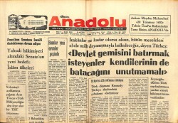 Bizim Anadolu Gazetesi 20 Temmuz 1975 - Semih Sancar,Ordumuzun Güçlenmesi Düşmanlarımıza Endişe Kaynağıdır GZ103349 - 1