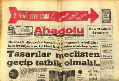 Bizim Anadolu Gazetesi 22 Eylül 1971 - MakariosTürkiye İle İşimiz Çıkmazdadır GZ97877 - 1