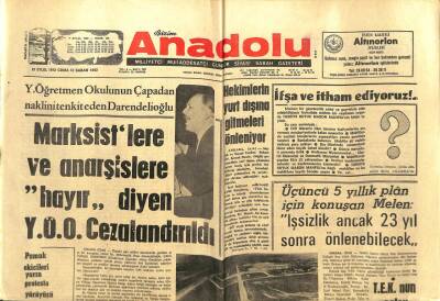 Bizim Anadolu Gazetesi - 22 Eylül 1972 - Marksistlere Anarşistlere Hayır Diyen YÖO Cezalandırıldı GZ99340 - 1